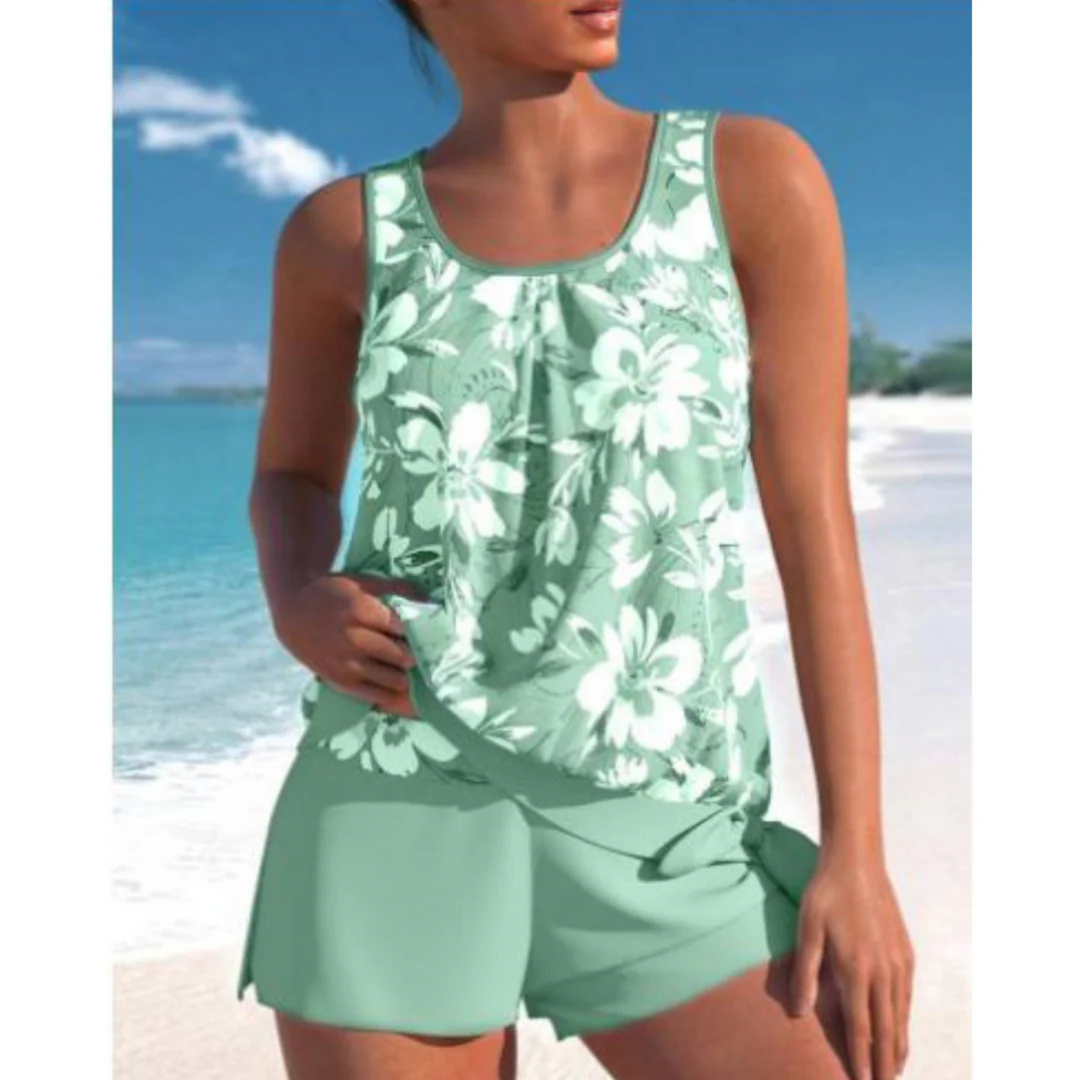 Ellah | Tankini Fleuri avec Short Assorti pour Femme
