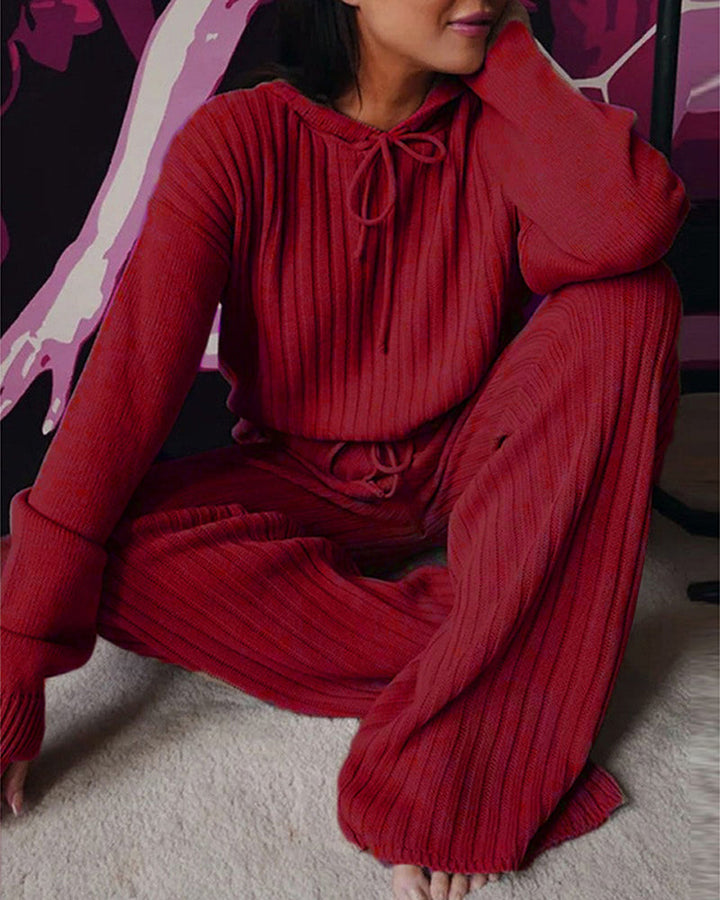 Ensemble Pull et Pantalon en Maille Côtelée | Confortable et Tendance | Look Décontracté