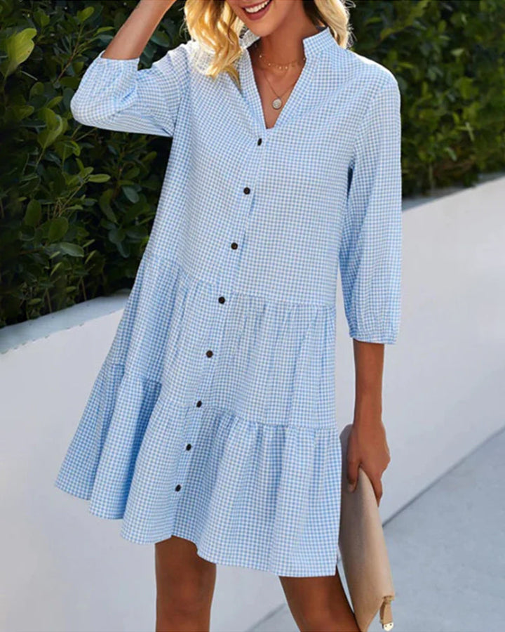 Robe Chemise Bleu Azur – Coupe Volantée & Légèreté d’Été