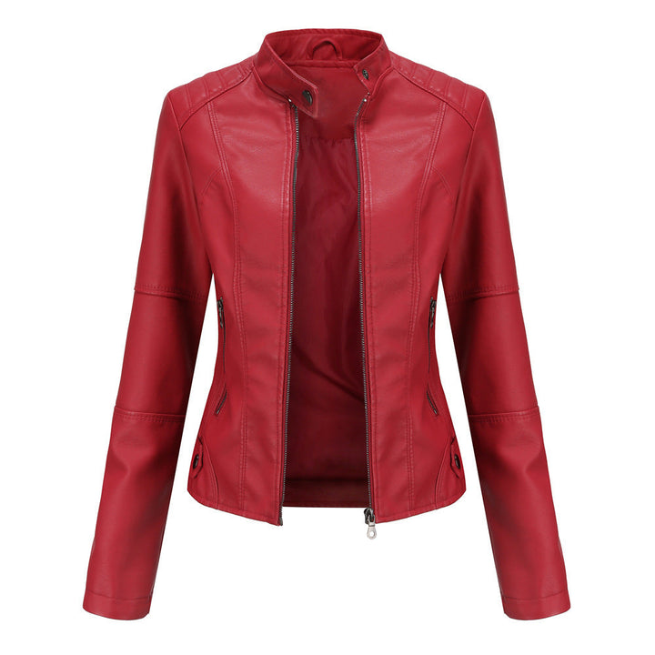 Veste en Simili Cuir Femme | Col Montant | Coupe Ajustée