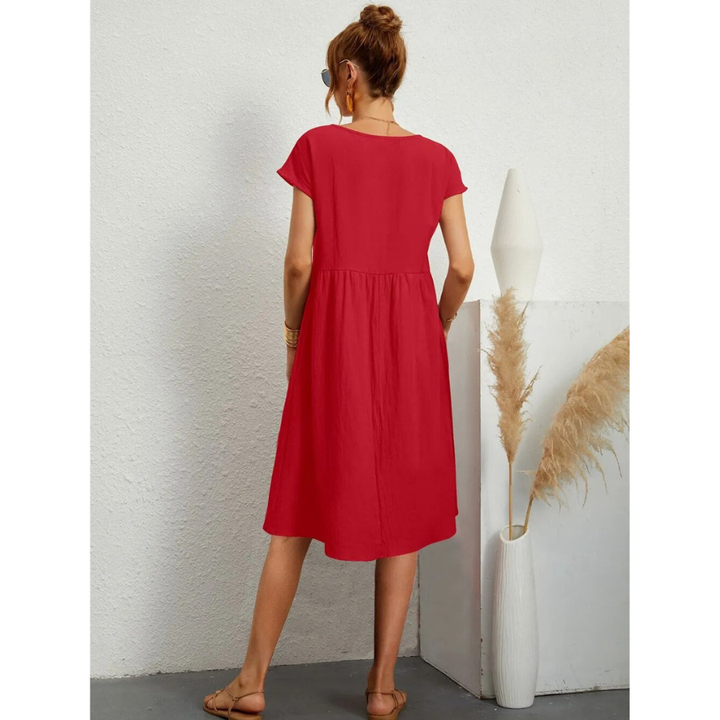 Fleur | Robe Mi-Longue Évasée avec Poches Latérales pour Femmes