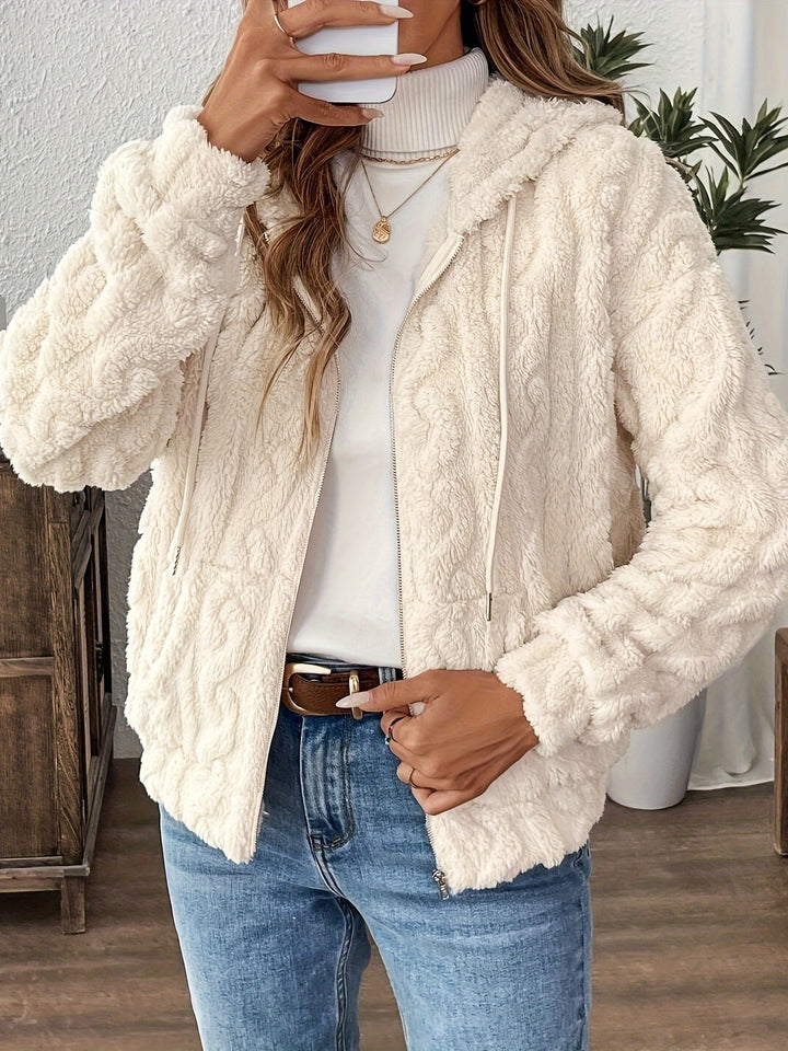 Veste Zippée À Capuche En Polaire Peluche Pour Femmes – Manteau Douillet Automne/Hiver