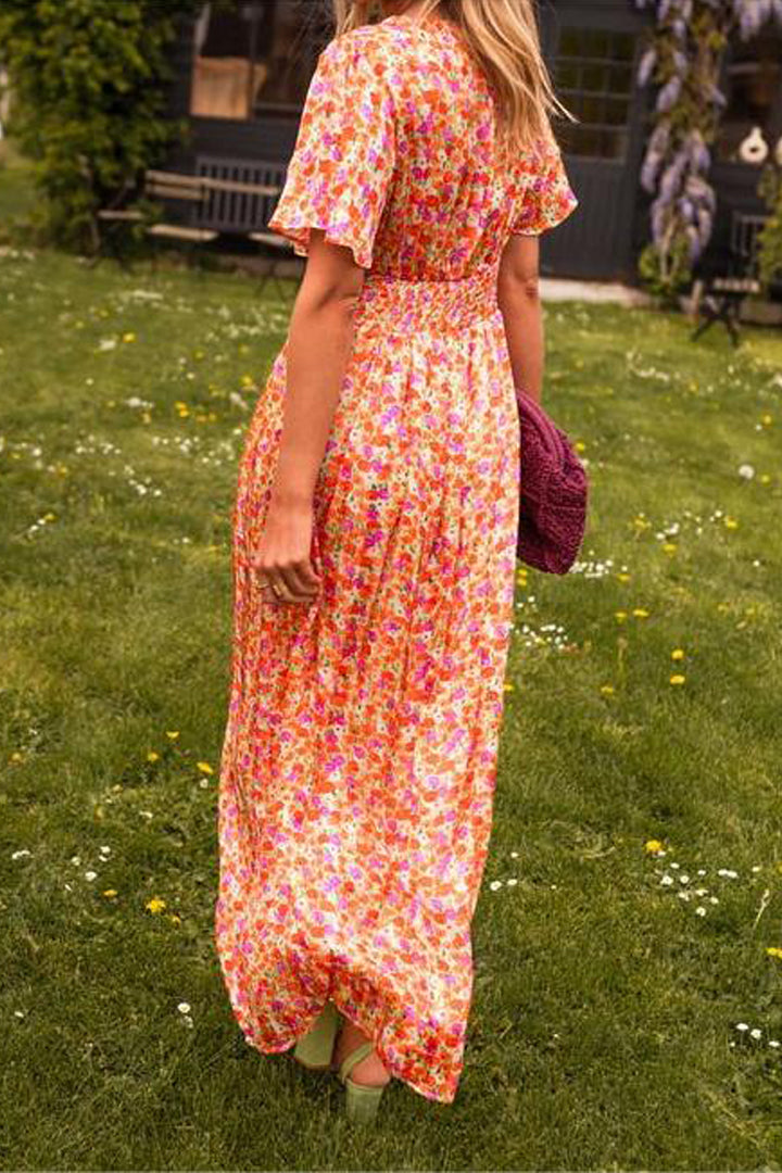 Robe Midi Fleurie Boutonnée – Coupe Légère & Look d’Été