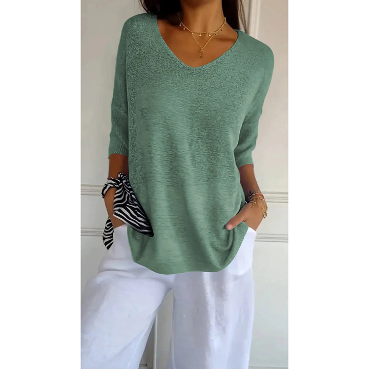 Bojana | Top en Maille avec Col en V et Manches Chauve-Souris pour Femmes