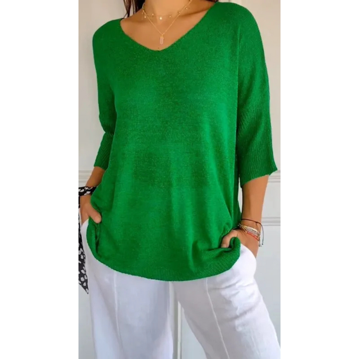Bojana | Top en Maille avec Col en V et Manches Chauve-Souris pour Femmes