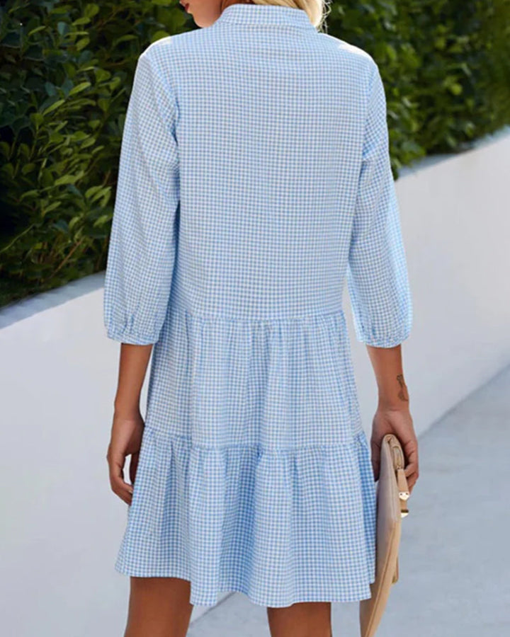 Robe Chemise Bleu Azur – Coupe Volantée & Légèreté d’Été