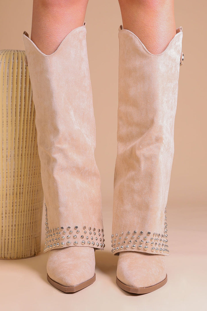 Bottes Hautes Femme Noires En Similicuir Avec Boucle Et Clous – Modèle Shark Tendance Pour La Saison Automne Hiver