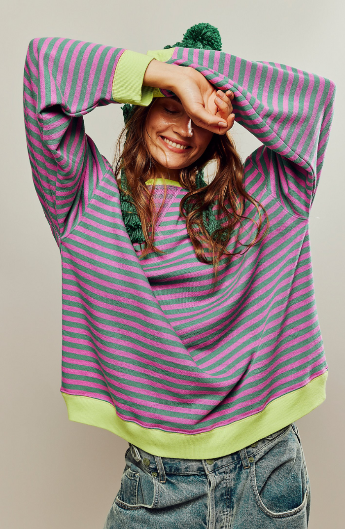 Sweat Rayé Loose | Coupe Confort & Esprit Weekender Coloré