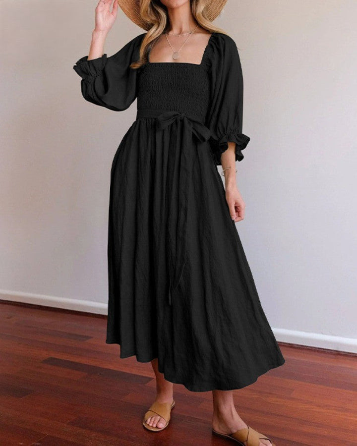 Robe Soleil Bohème – Midi à Découpe & Coupe Fluide d’Été
