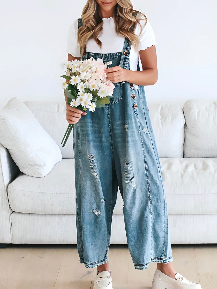 Salopette en Denim | Coupe Ample | Style Décontracté