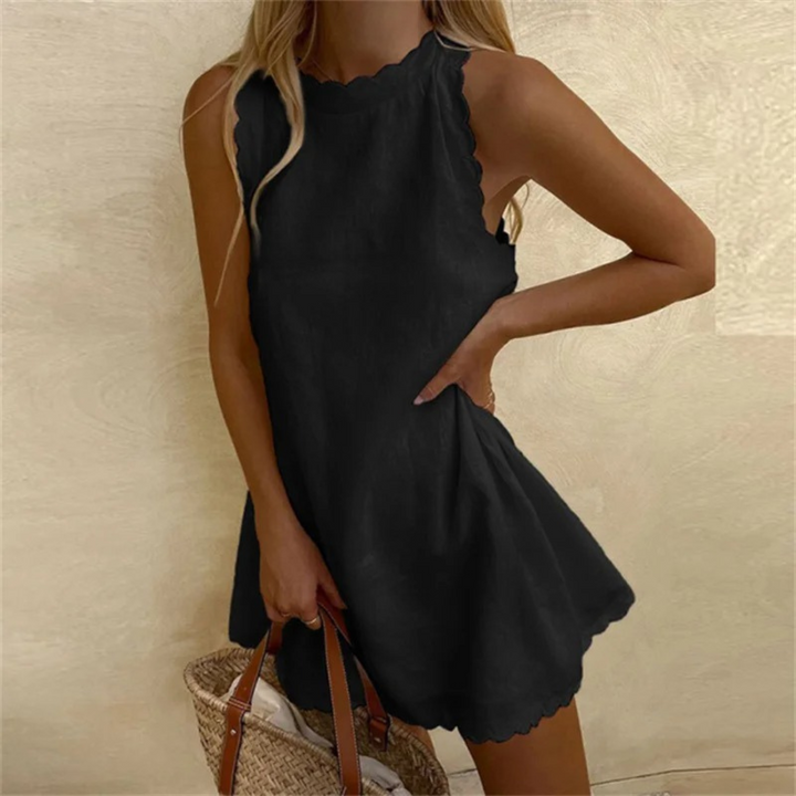 Amis | Robe d'été en lin avec bords ondulés