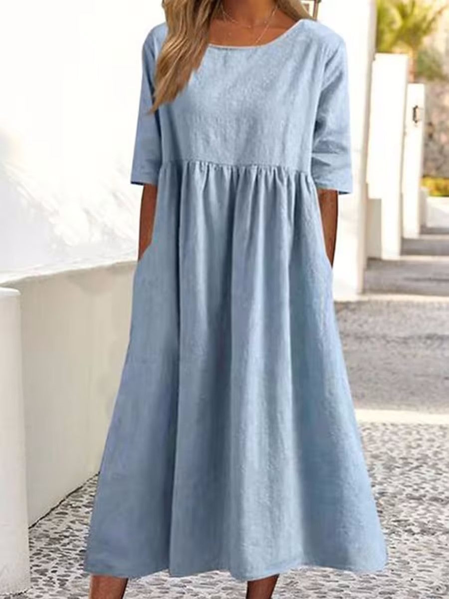Robe Midi Décontractée | Coton Respirant | Coupe Ample et Chic