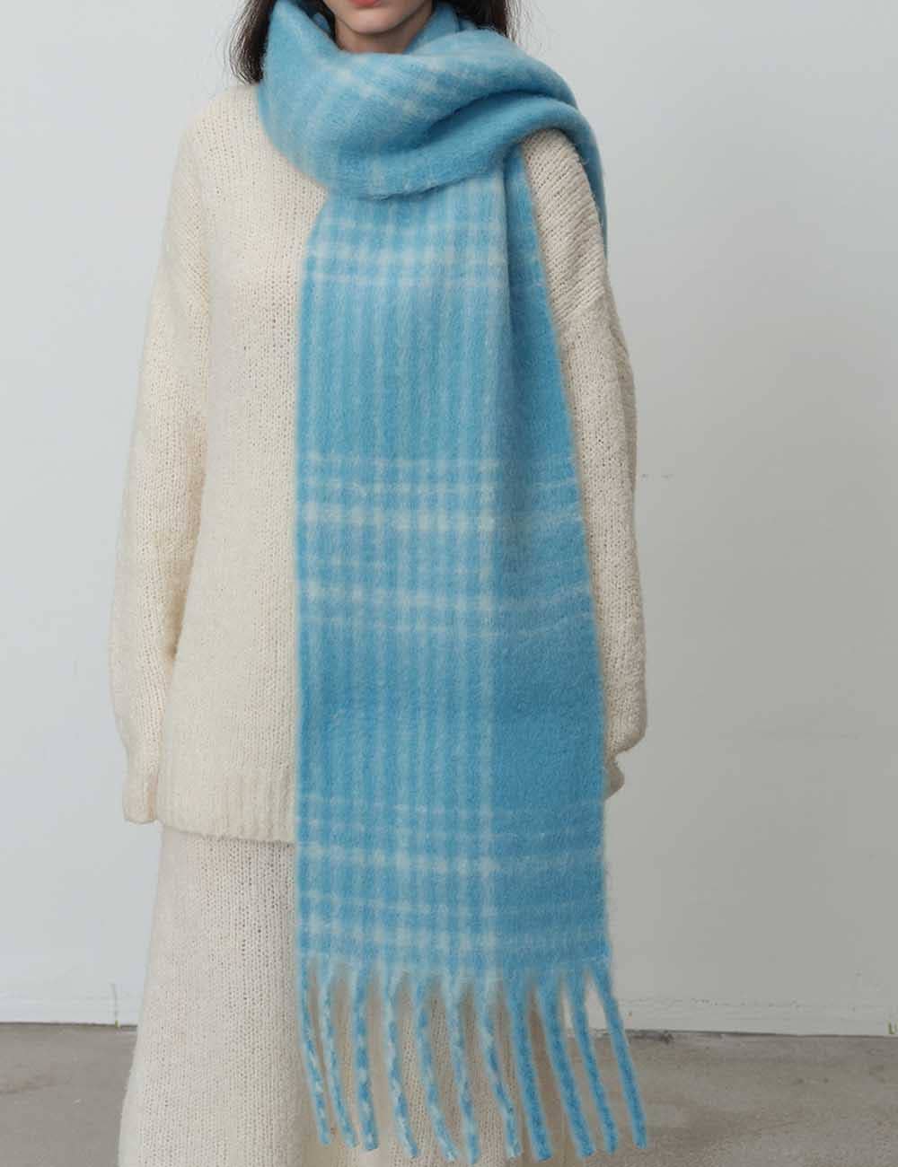 Écharpe À Carreaux Vintage Pour Femmes – Chaude À Franges Et Blocs De Couleurs