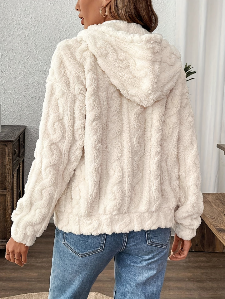 Veste Zippée À Capuche En Polaire Peluche Pour Femmes – Manteau Douillet Automne/Hiver
