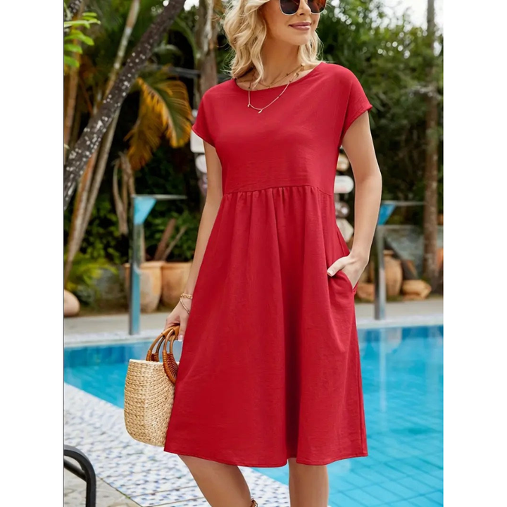 Fleur | Robe Mi-Longue Évasée avec Poches Latérales pour Femmes