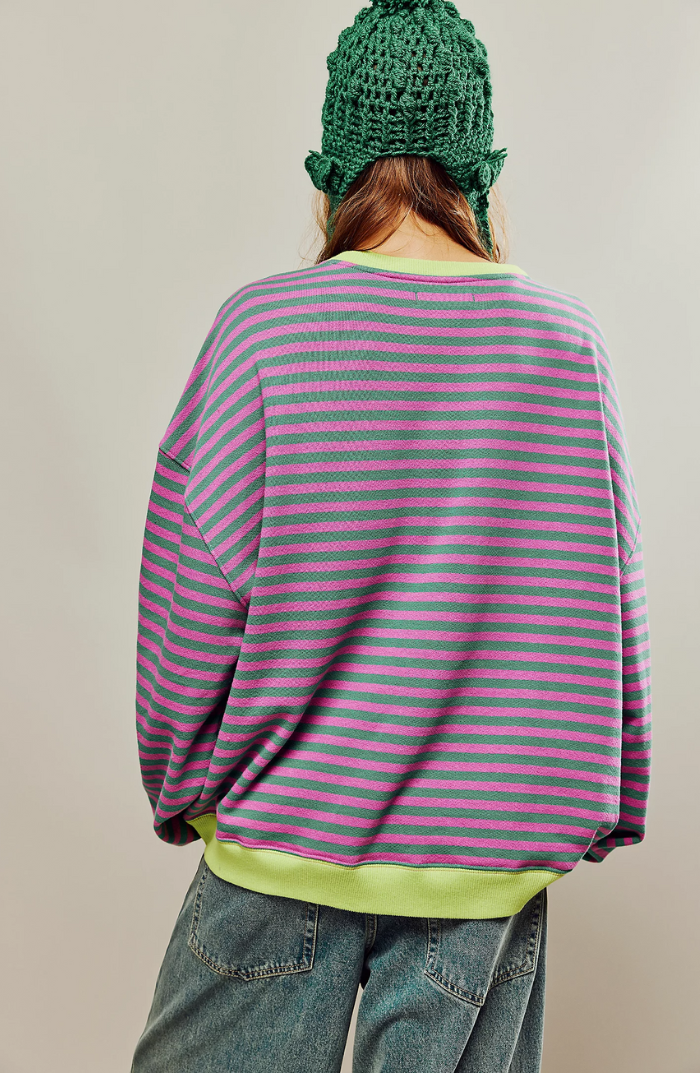 Sweat Rayé Loose | Coupe Confort & Esprit Weekender Coloré
