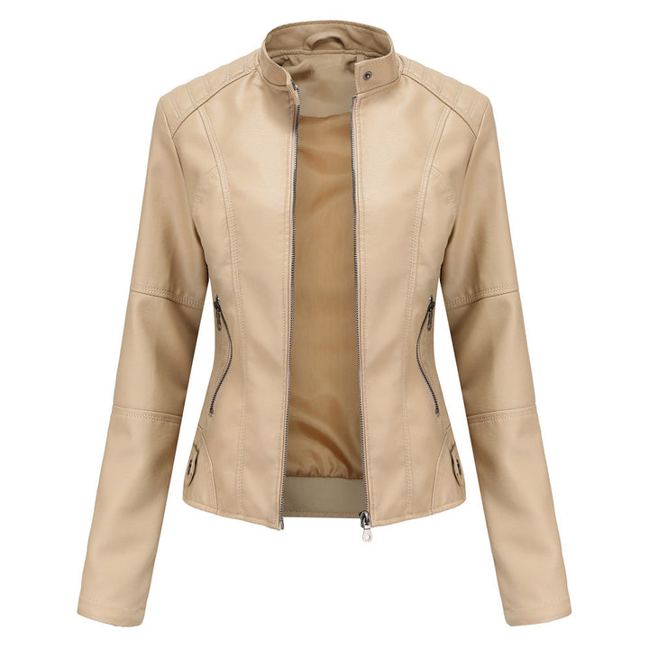 Veste en Simili Cuir Femme | Col Montant | Coupe Ajustée