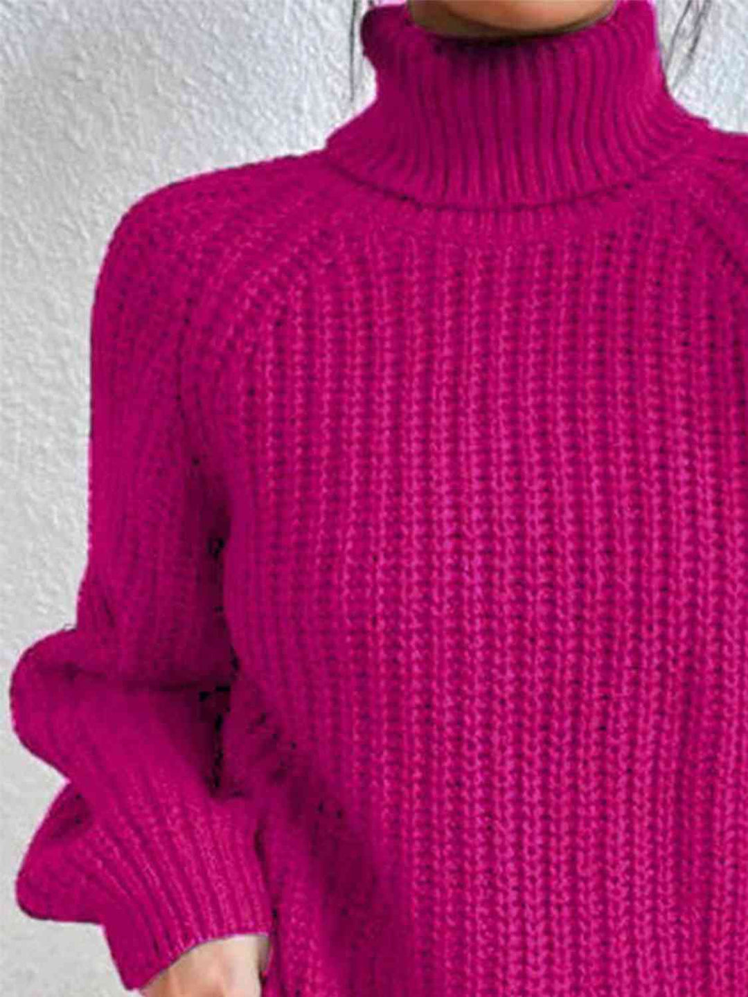 Pull Fendu À Col Roulé En Maille Côtelée Pour Femmes – Tricot Chic Automne/Hiver