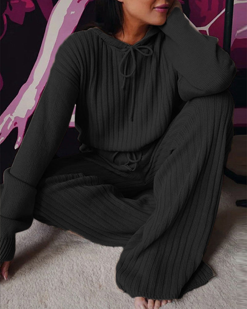 Ensemble Pull et Pantalon en Maille Côtelée | Confortable et Tendance | Look Décontracté