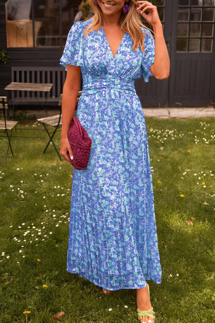 Capucine | Robe maxi à imprimé floral et col en V pour femmes