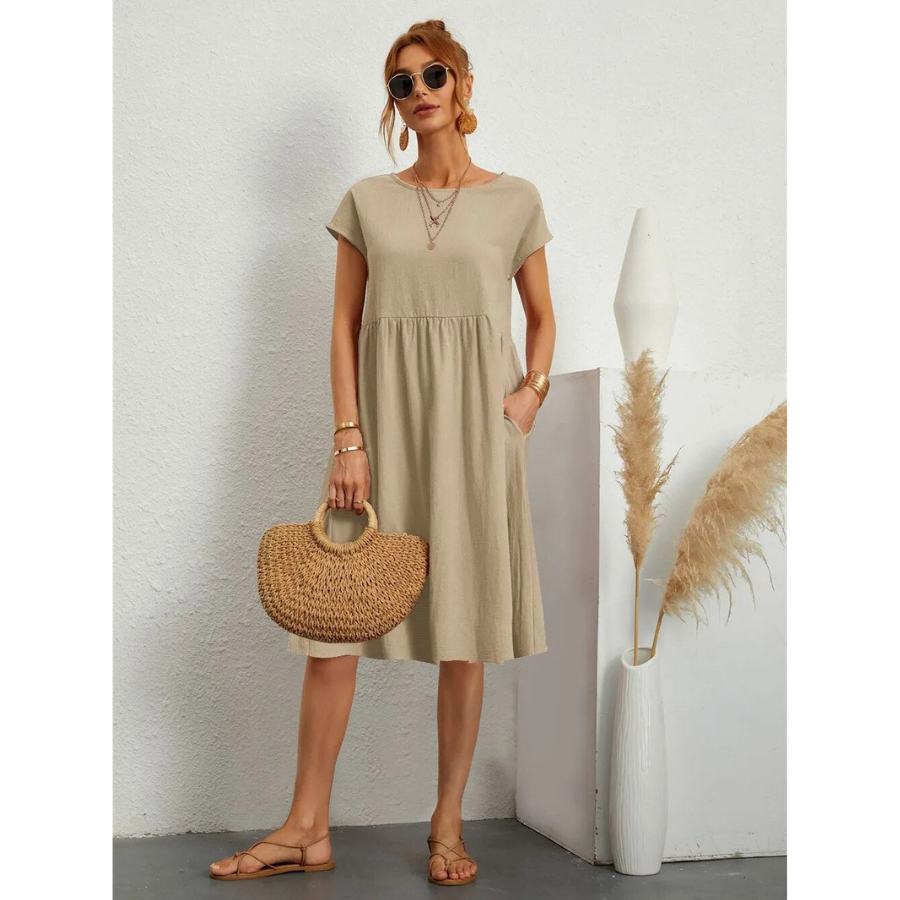 Fleur | Robe Mi-Longue Évasée avec Poches Latérales pour Femmes