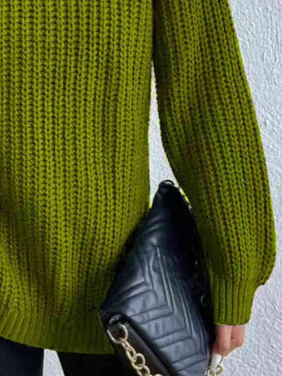 Pull Fendu À Col Roulé En Maille Côtelée Pour Femmes – Tricot Chic Automne/Hiver