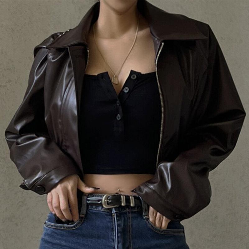 Blouson Cuir Marron | Cuir Vegan | Moderne et Élégant
