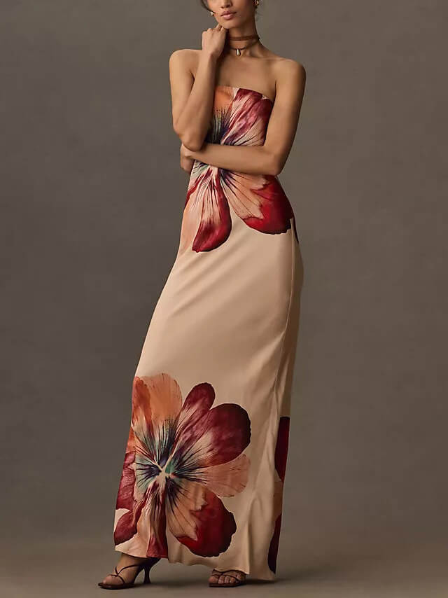 Robe Longue Paradisio – Imprimé Fleur Géante & Coupe Fluide