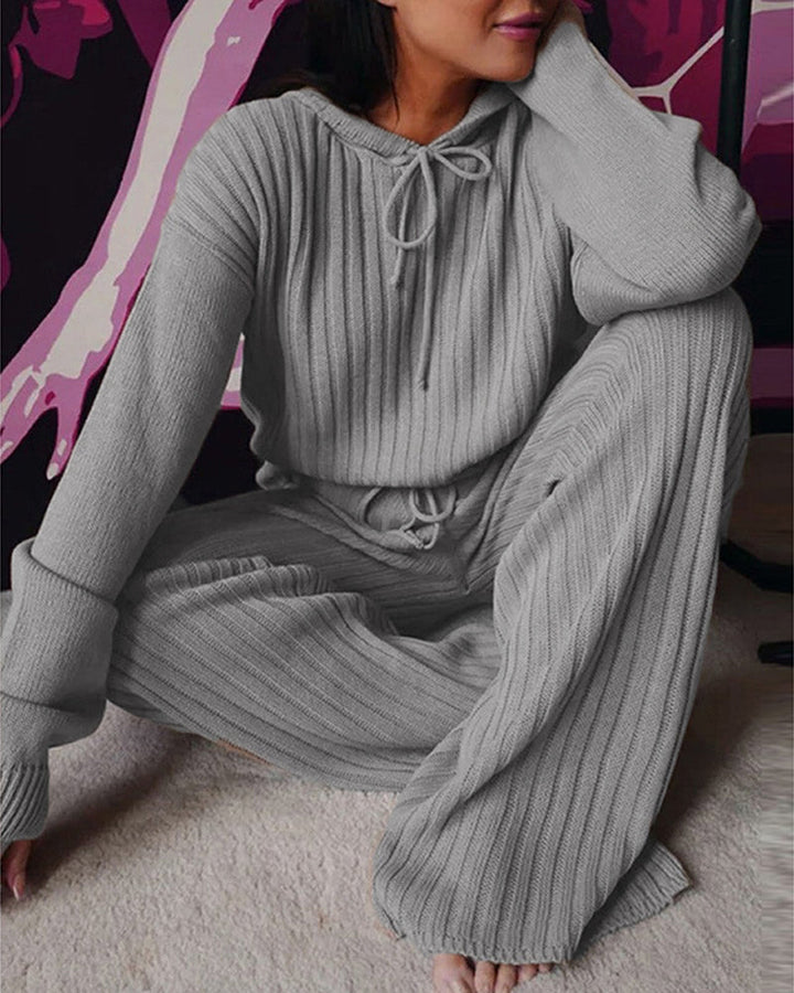 Ensemble Pull et Pantalon en Maille Côtelée | Confortable et Tendance | Look Décontracté
