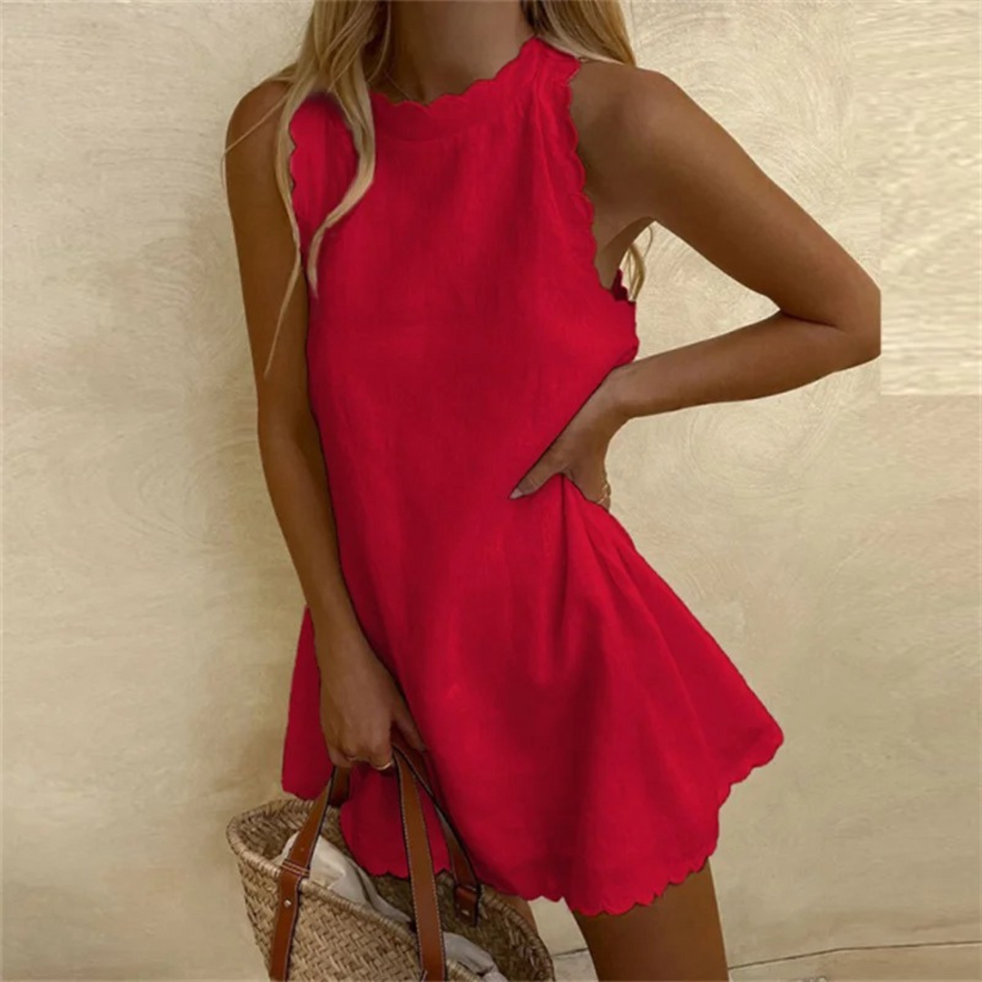 Amis | Robe d'été en lin avec bords ondulés