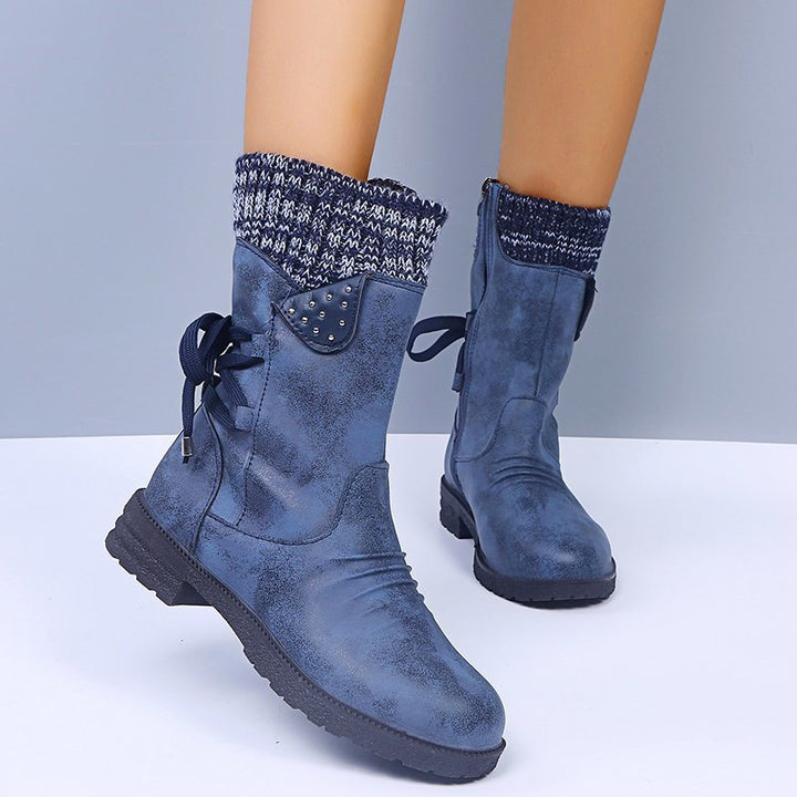 Bottines en Simili Daim avec Col Tricoté | Confortables et Tendance | Look Décontracté