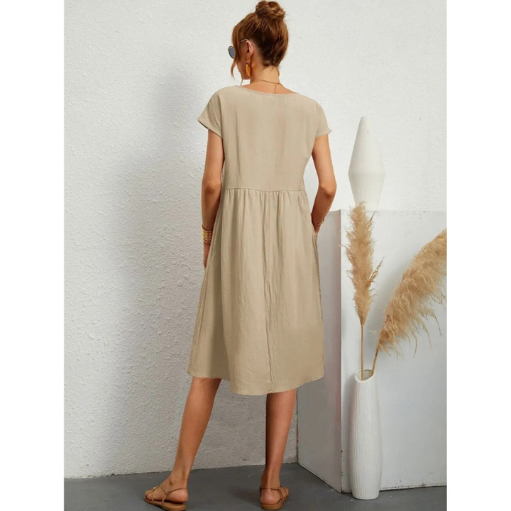 Fleur | Robe Mi-Longue Évasée avec Poches Latérales pour Femmes