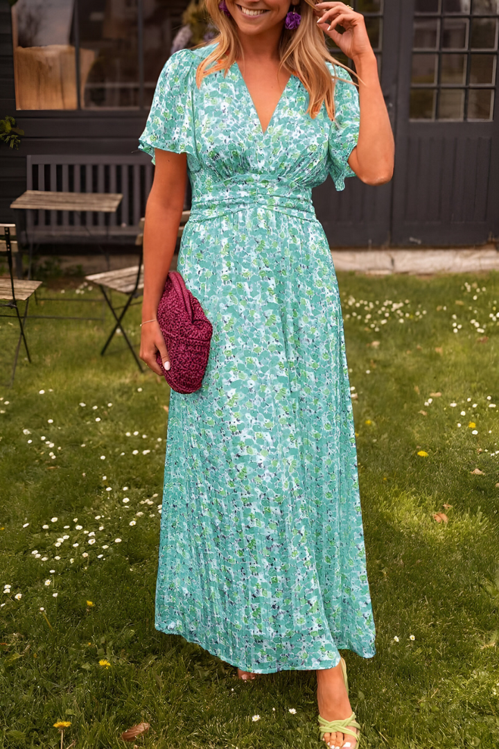 Capucine | Robe maxi à imprimé floral et col en V pour femmes