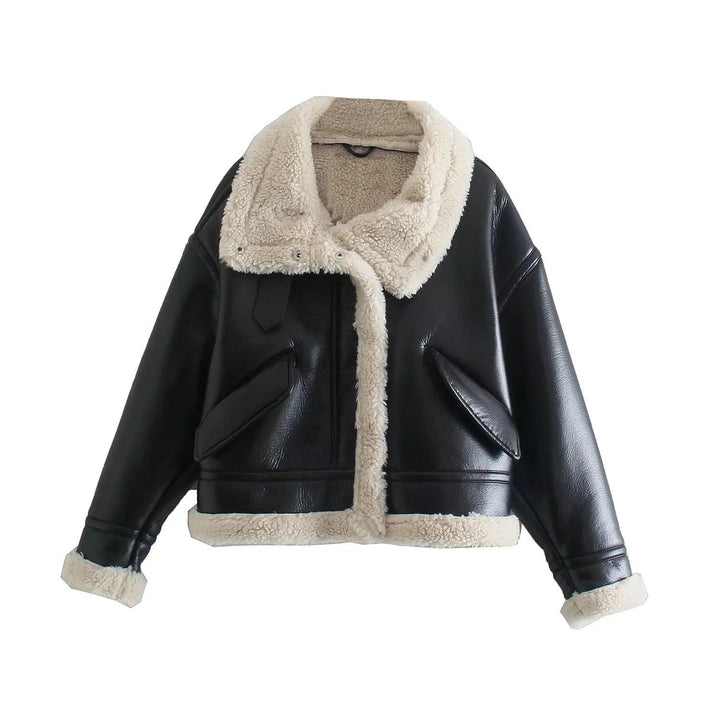 Blouson Aviateur Doublé | Similicuir et Fourrure Synthétique | Chaleur et Style