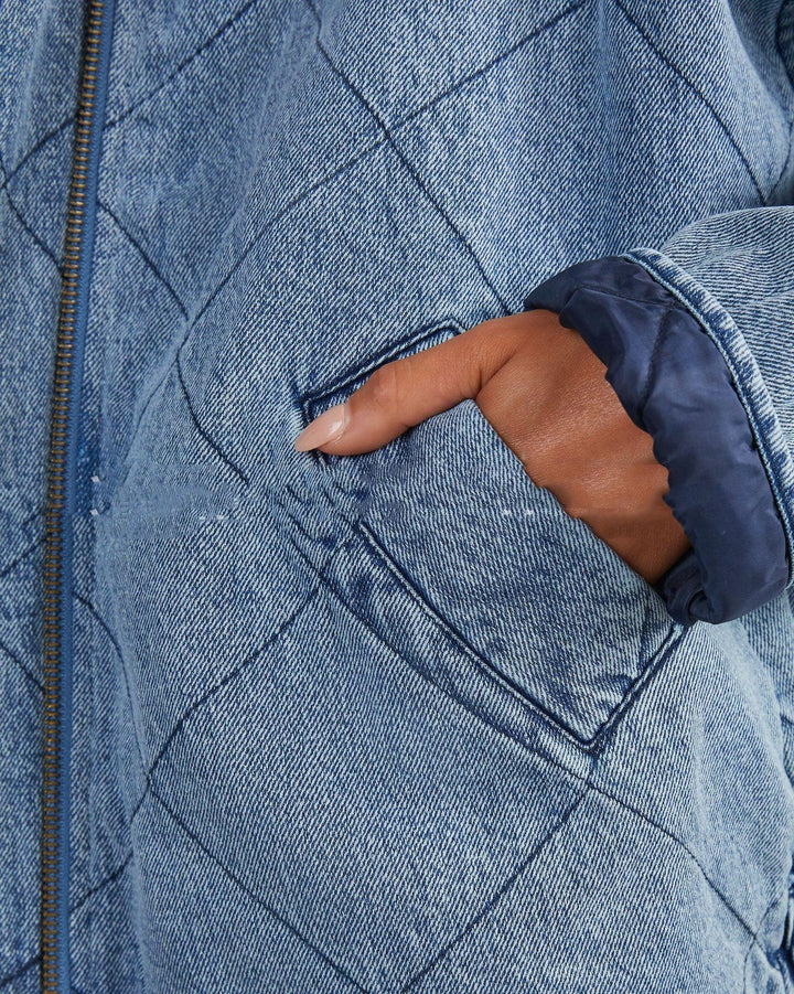 Veste Matelassée en Denim | Coupe Ample | Style Décontracté et Moderne