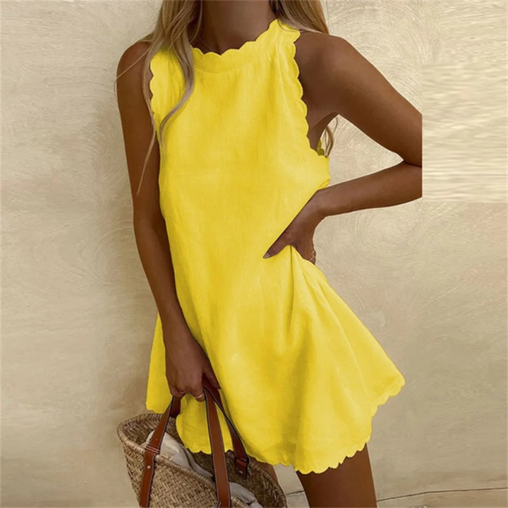 Amis | Robe d'été en lin avec bords ondulés