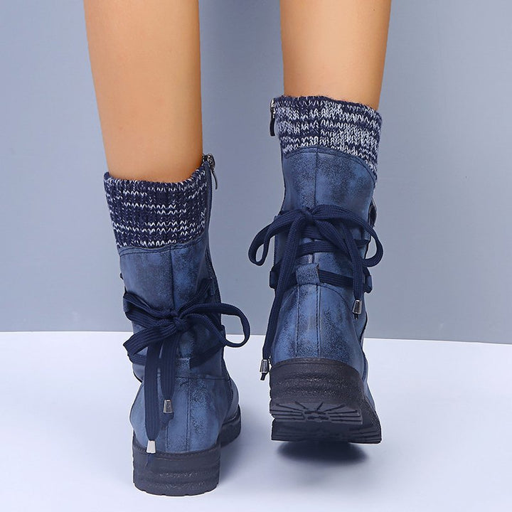 Bottines en Simili Daim avec Col Tricoté | Confortables et Tendance | Look Décontracté