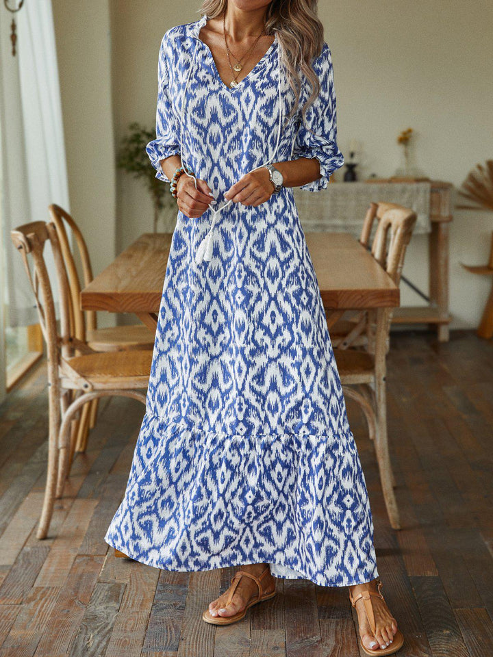 Robe Riviera Bohème – Bleu et Blanc & Coupe Fluide d’Été