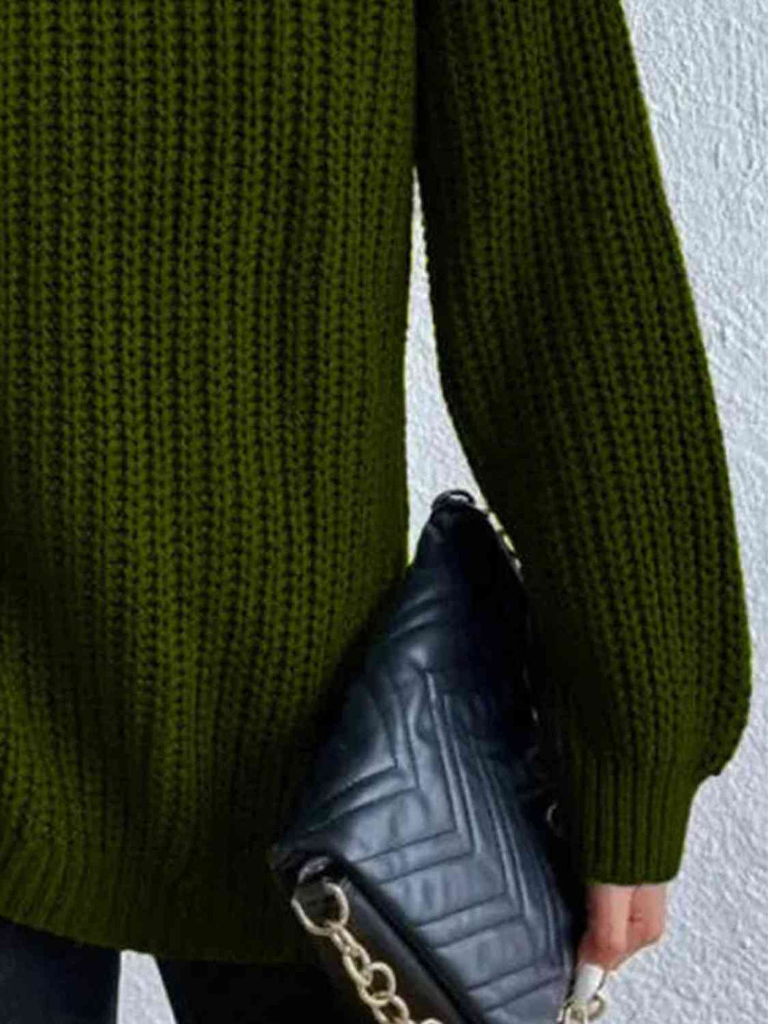 Pull Fendu À Col Roulé En Maille Côtelée Pour Femmes – Tricot Chic Automne/Hiver