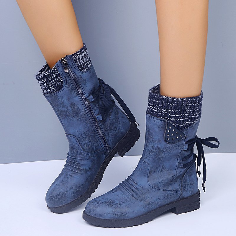Bottines en Simili Daim avec Col Tricoté | Confortables et Tendance | Look Décontracté