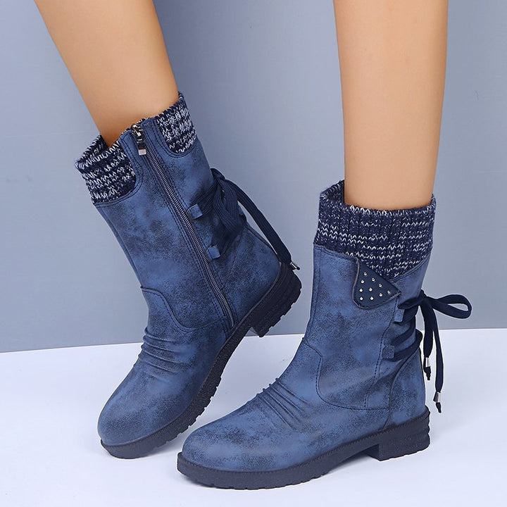 Bottines en Simili Daim avec Col Tricoté | Confortables et Tendance | Look Décontracté