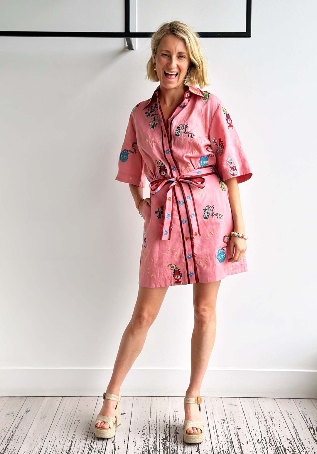 Robe Esquisse en Lin Rose – Coupe Fluide & Élégance d’Été