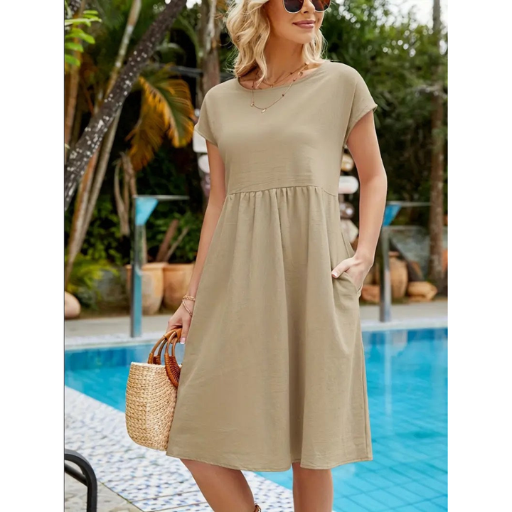 Fleur | Robe Mi-Longue Évasée avec Poches Latérales pour Femmes