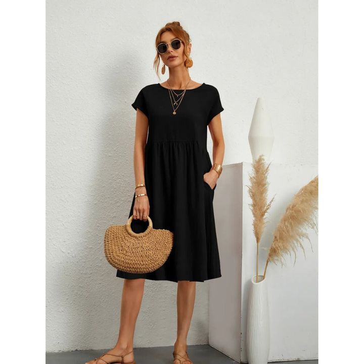 Fleur | Robe Mi-Longue Évasée avec Poches Latérales pour Femmes