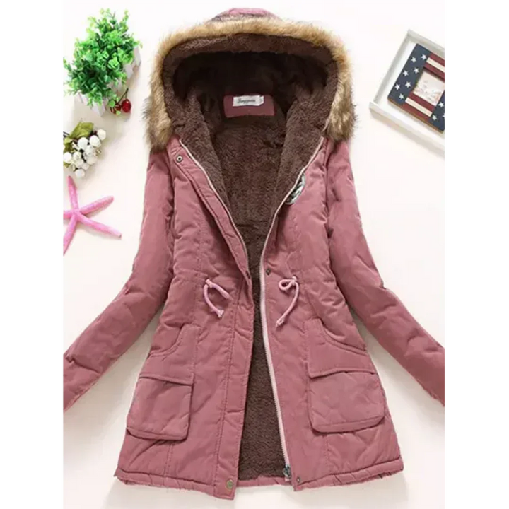 Veste Mi-Longue | Capuche Fausse Fourrure | Couleurs Vives