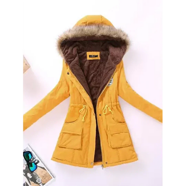 Veste Mi-Longue | Capuche Fausse Fourrure | Couleurs Vives