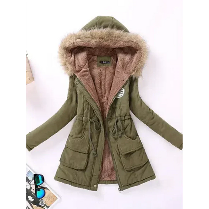 Veste Mi-Longue | Capuche Fausse Fourrure | Couleurs Vives