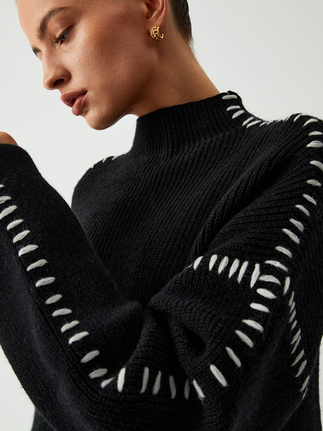 Pull Col Montant Oversize Pour Femme – Maille Confortable Automne Hiver