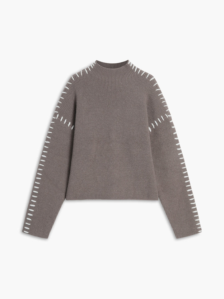 Pull Col Montant Oversize Pour Femme – Maille Confortable Automne Hiver
