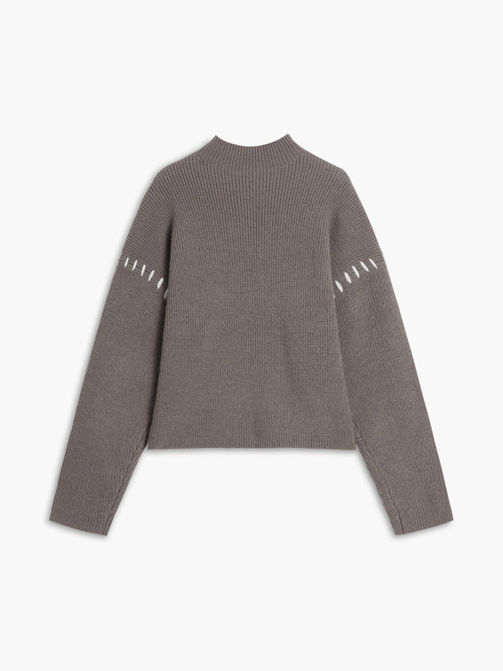 Pull Col Montant Oversize Pour Femme – Maille Confortable Automne Hiver
